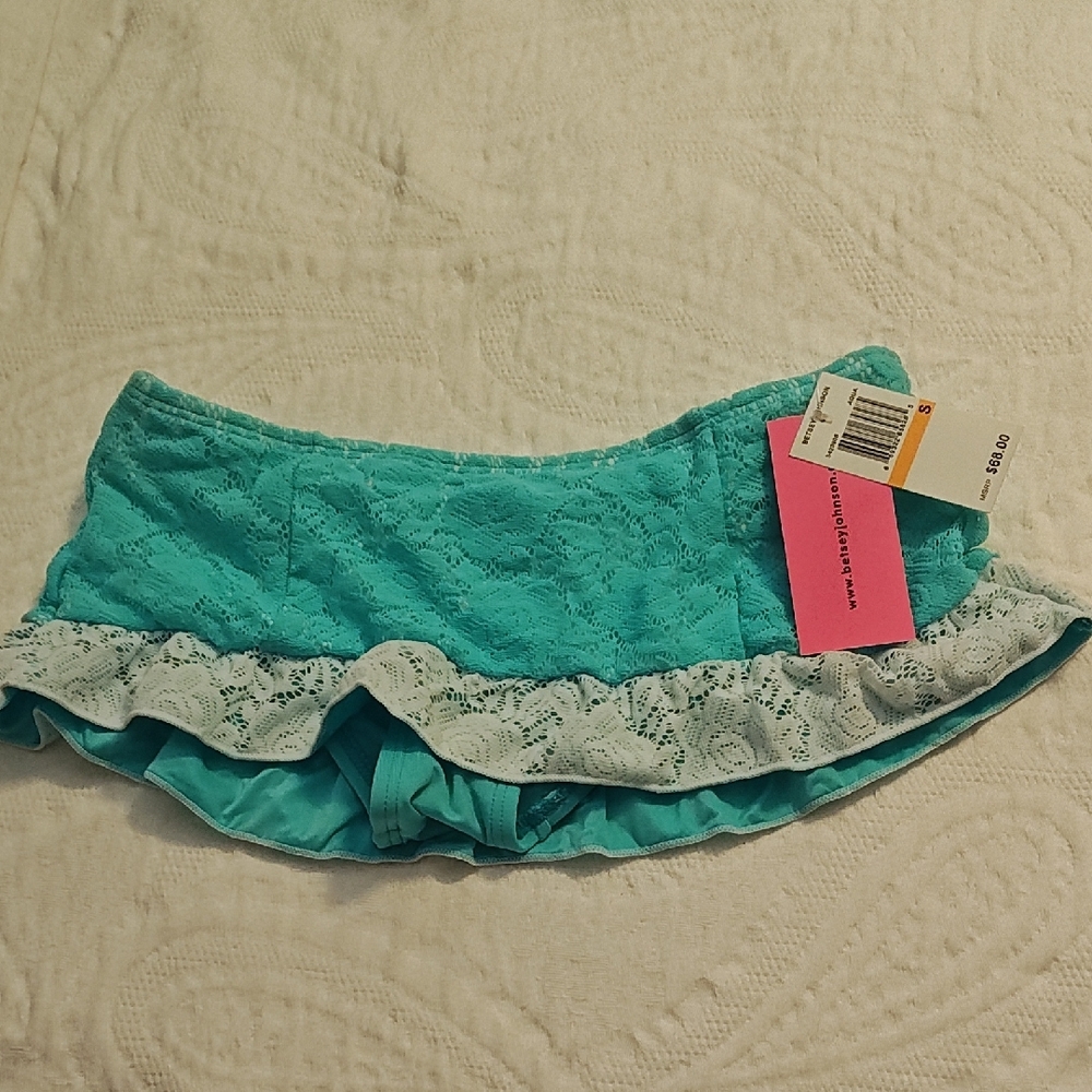 Turquoise Lace Bikini Skirt Bottom